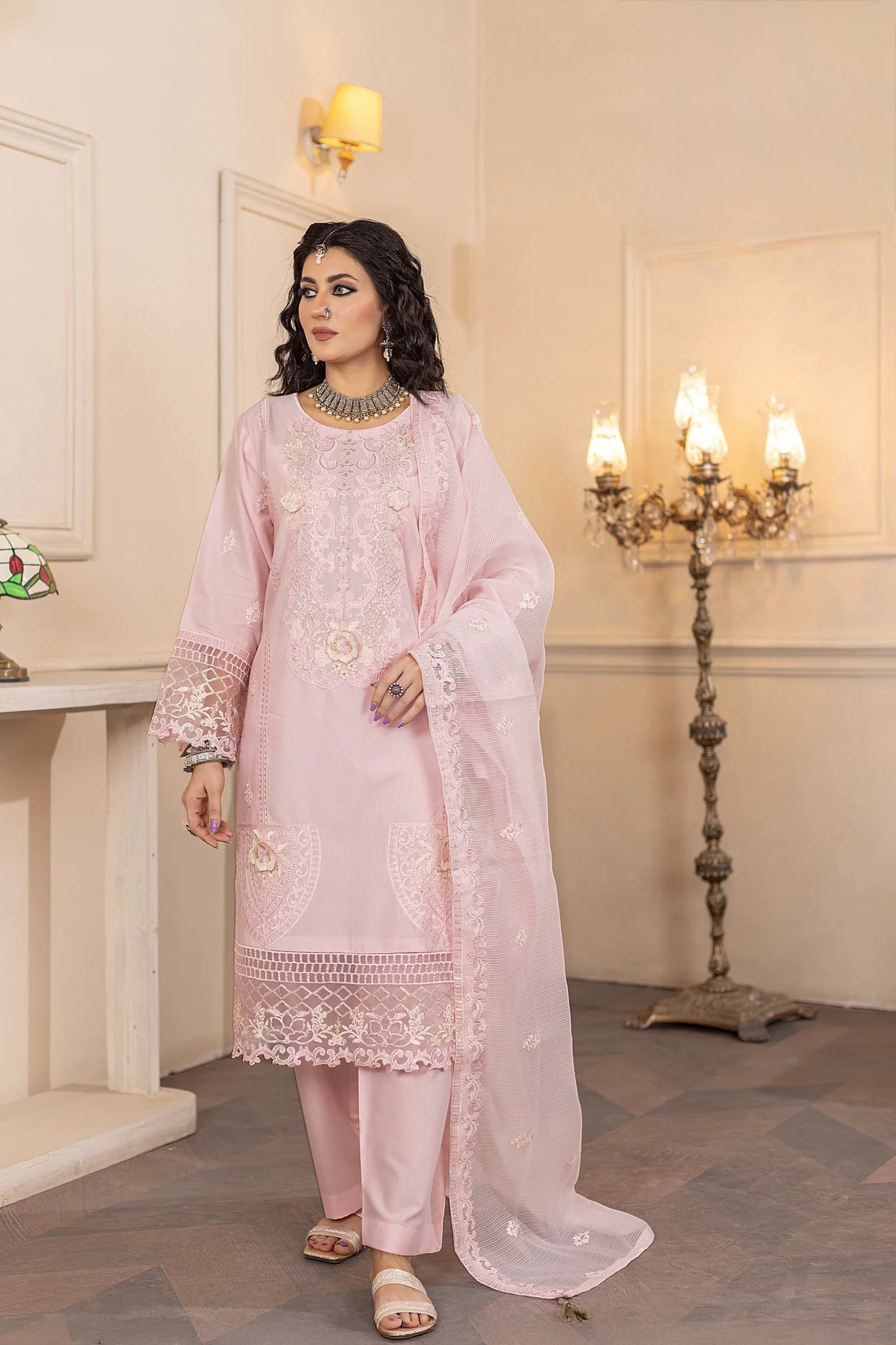 MCSE104-EMBROIDERED LAWN SUIT