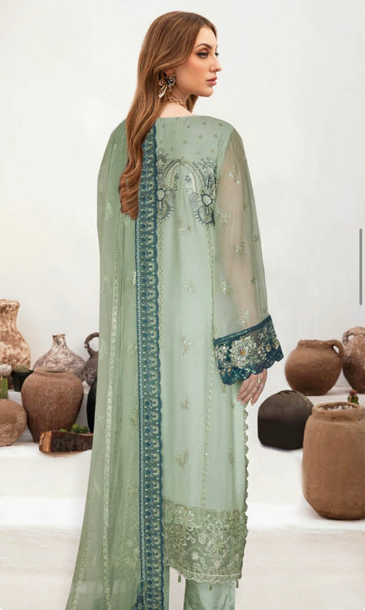 MCR203-PREMIUM CHIFFON EMBROIDERED SUIT