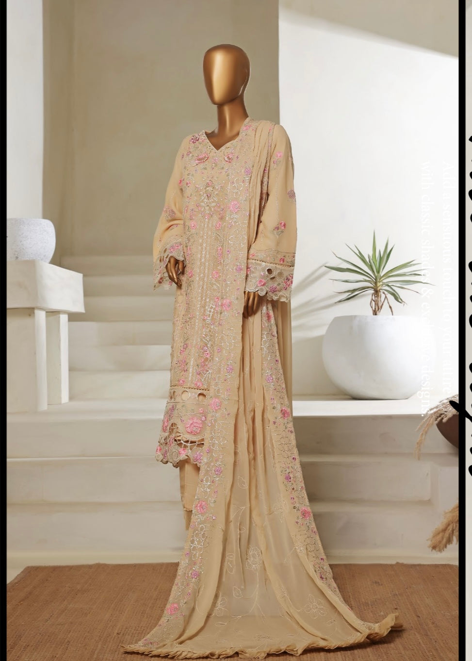 MCSB705-LUXURY CHIFFON EMBROIDERED SUIT