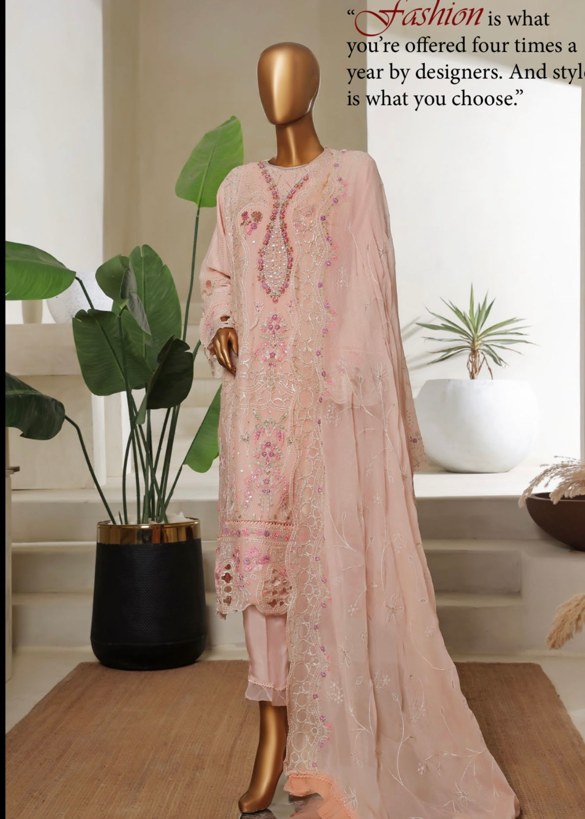 MCSB708-LUXURY CHIFFON EMBROIDERED SUIT