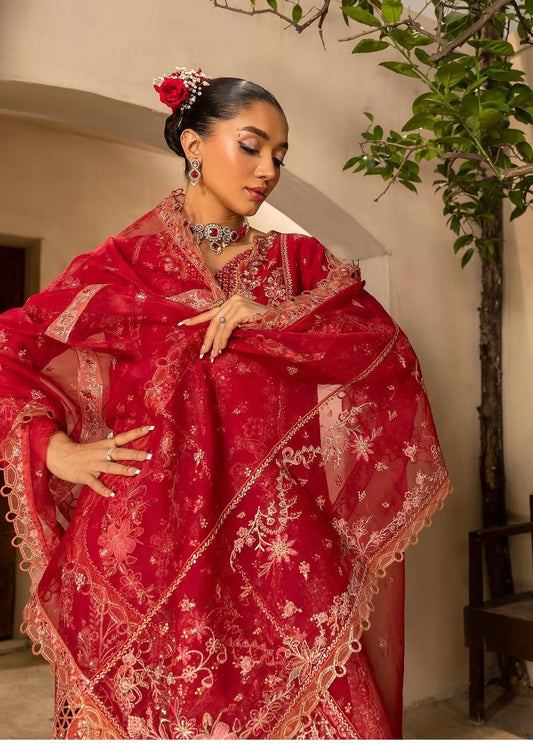 MCH103-LUXURY EMBROIDERED ORGANZA SUIT