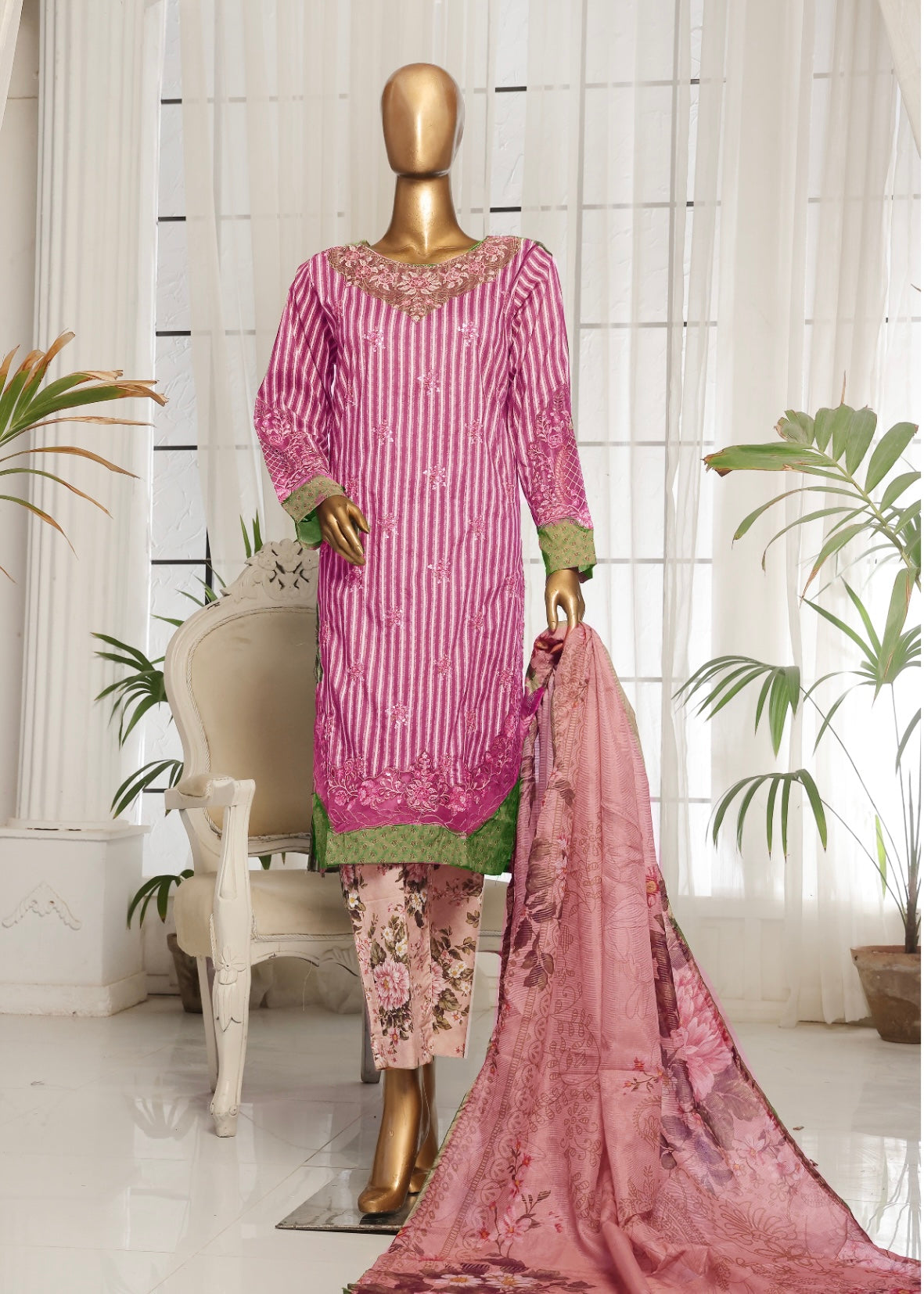 MCBS502-EMBROIDERED LAWN SUIT