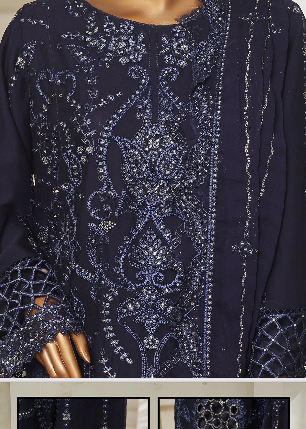 MCSB706-LUXURY CHIFFON EMBROIDERED SUIT