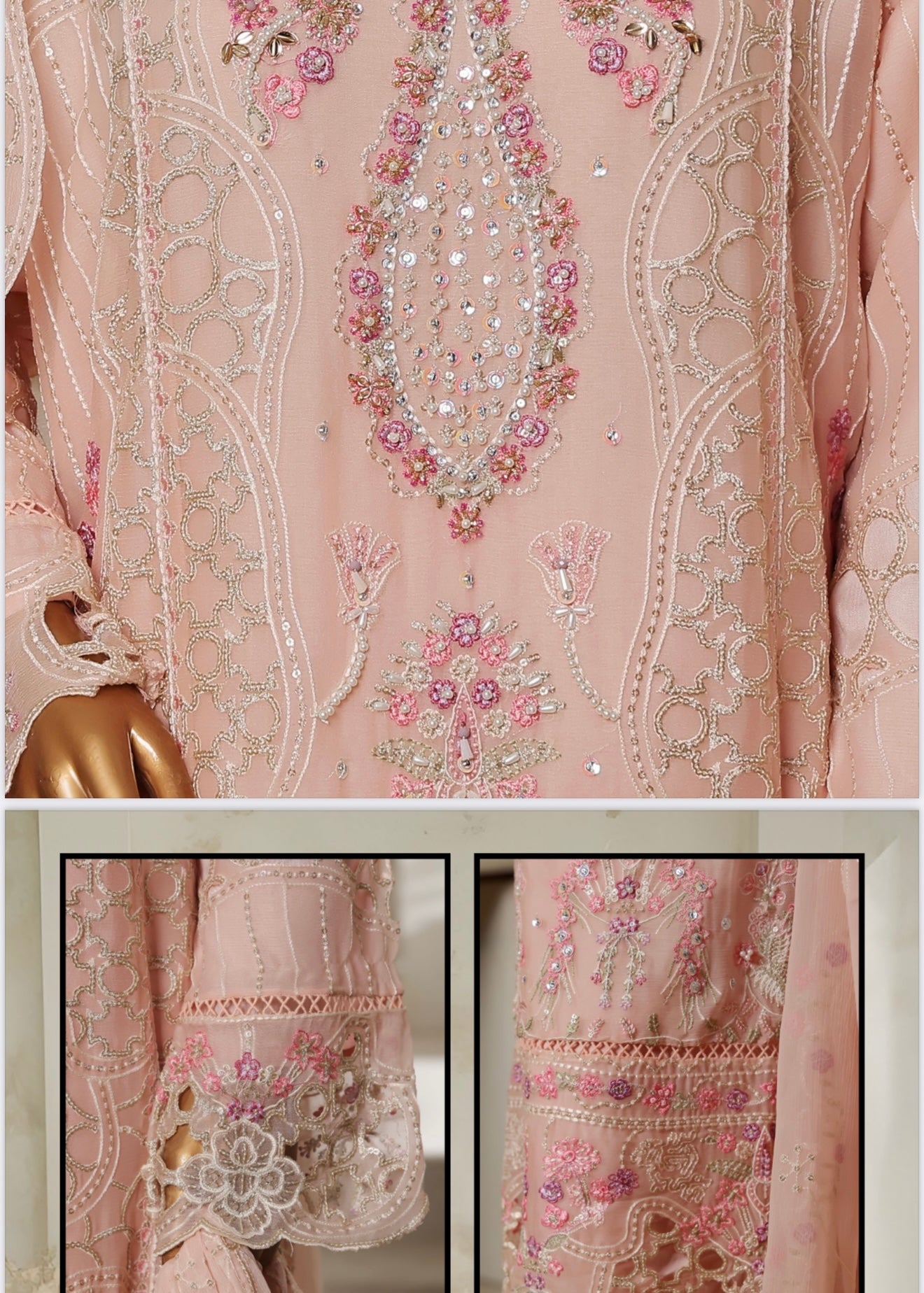 MCSB708-LUXURY CHIFFON EMBROIDERED SUIT