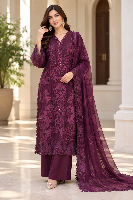 MCAL134-LUXURY ORGANZA SUIT