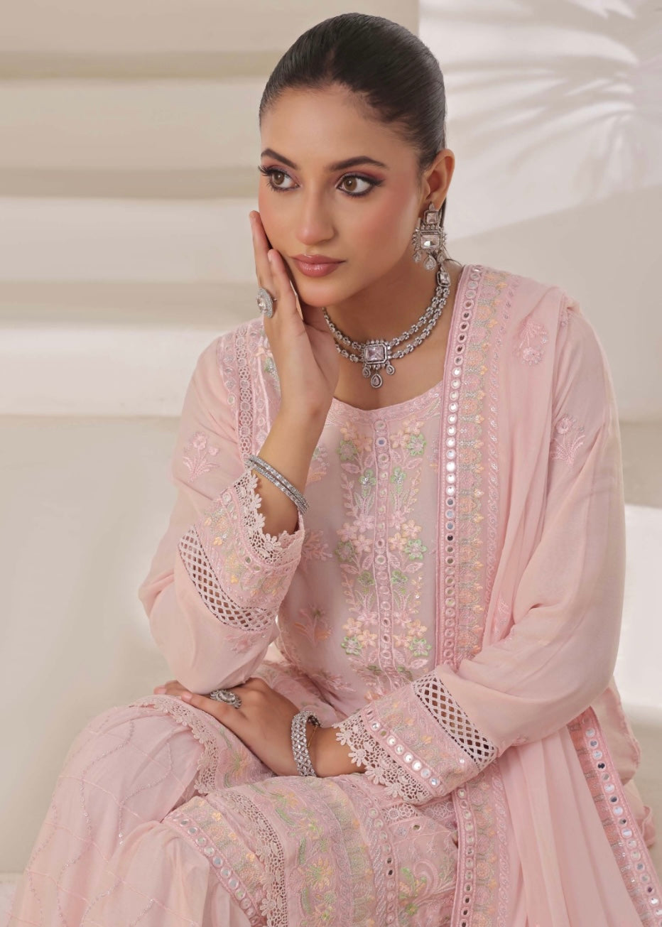 MCWU103-CHIFFON EMBROIDERED GHARARA COLLECTION