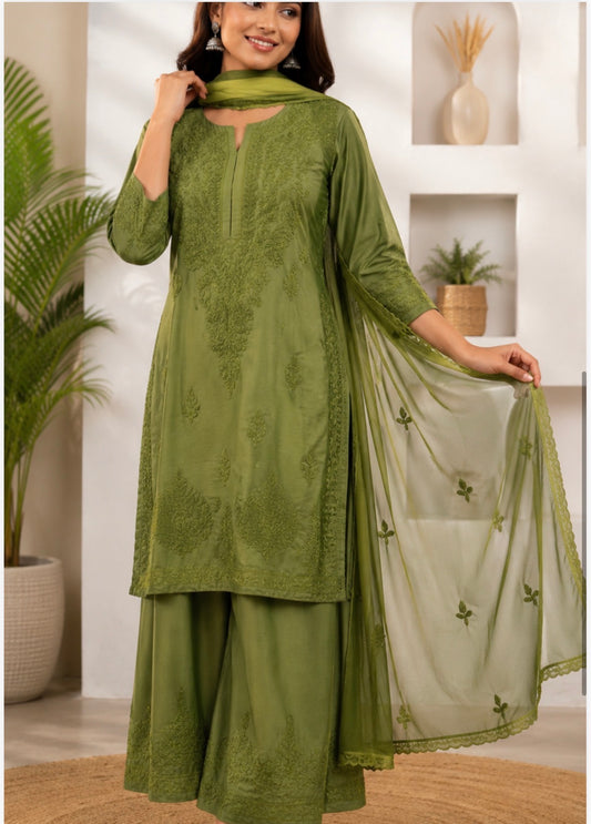 MCCK116-PREMIUM CHIKANKARI KURTI SET