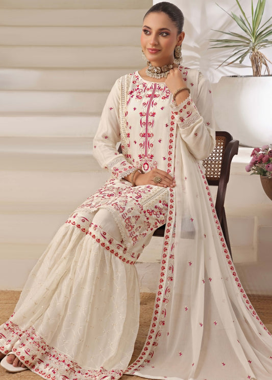 MCWU101-CHIFFON EMBROIDERED GHARARA COLLECTION