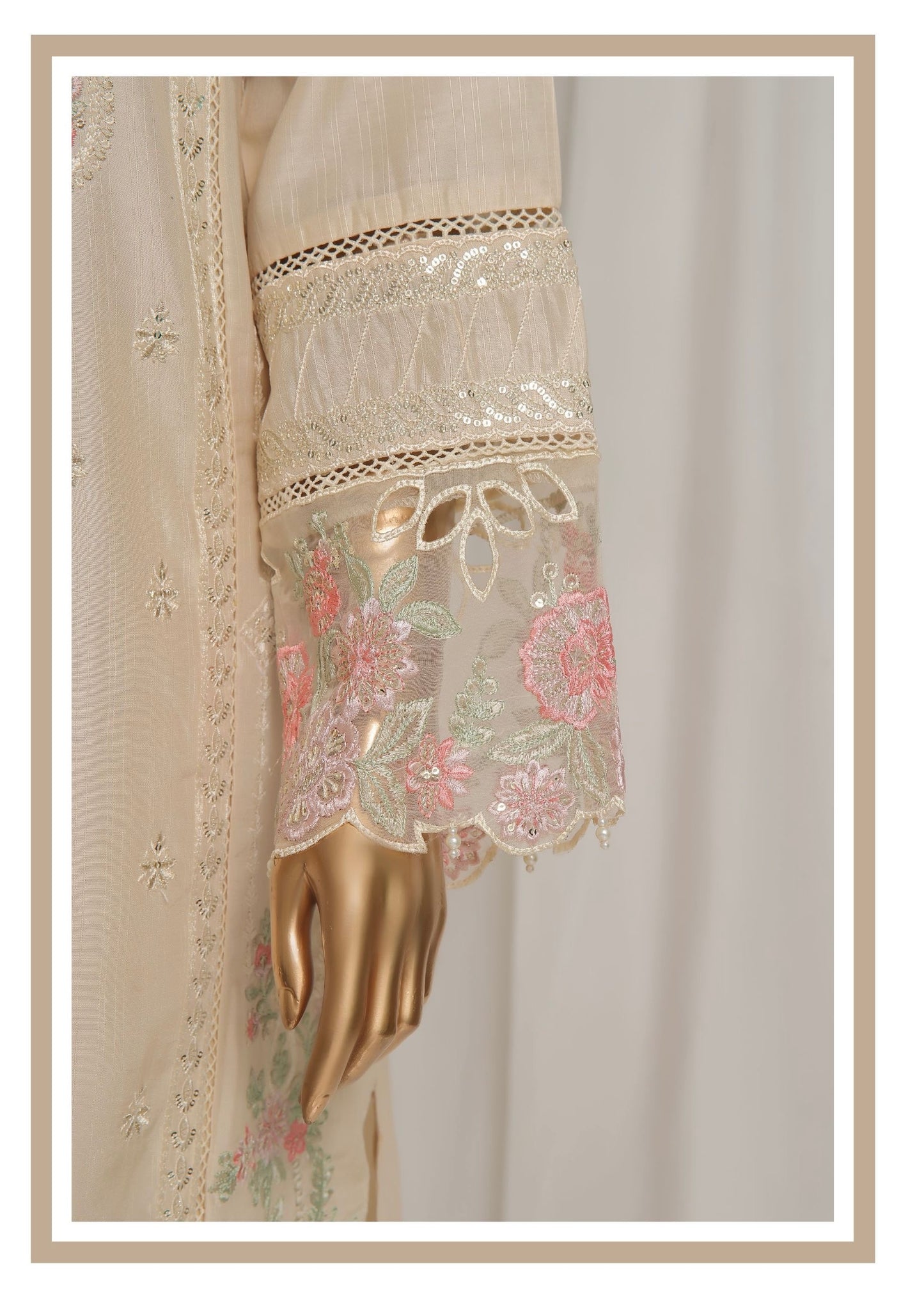MC156-READY TO WEAR LUXURY EMBROIDERED ROAD SILK COLLECTION WITH CHIFFON DUPATTA