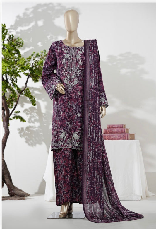 MCBS879-PREMIUM EMBROIDERED LAWN SUIT