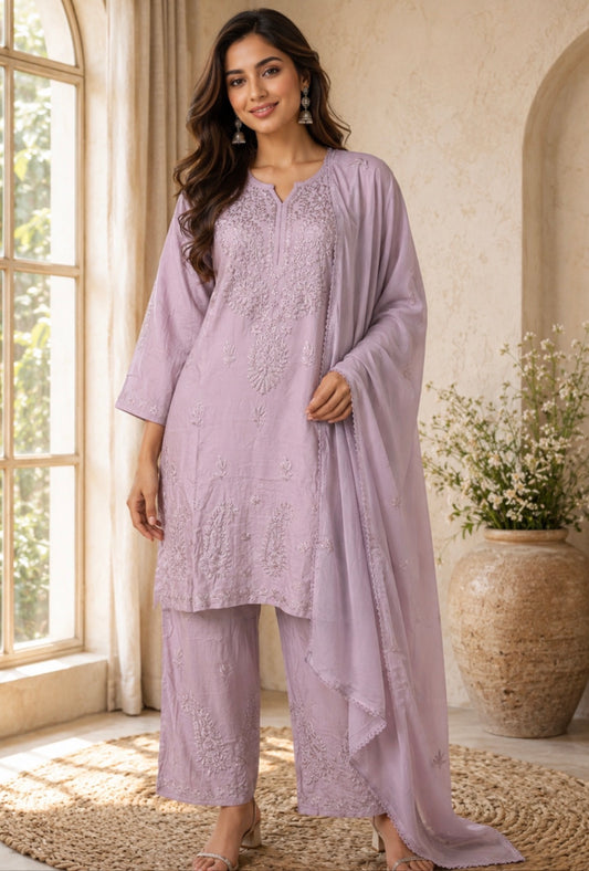 MCCK121-PREMIUM CHIKANKARI KURTI SET