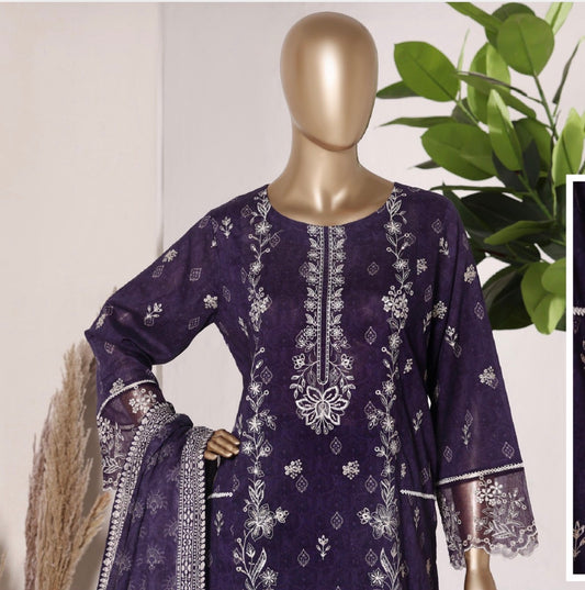 MCBS871-PREMIUM EMBROIDERED LAWN SUIT