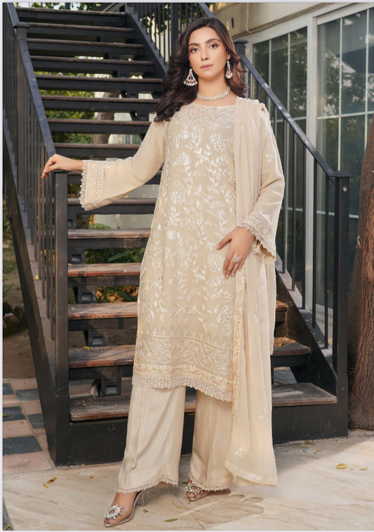 MCAD101-PREMIUM CHIFFON EMBROIDERED SUIT