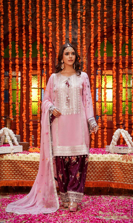 MCSA112-LUXURY EMBROIDERED CHIFFON SUIT