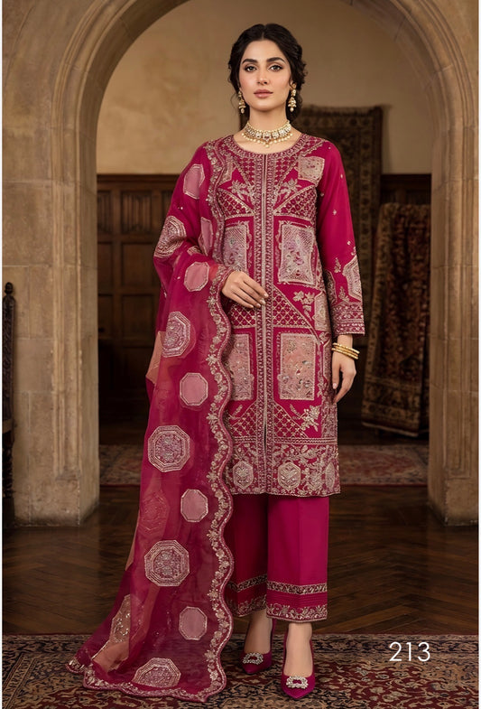 MCH114-LUXURY EMBROIDERED ORGANZA SUIT