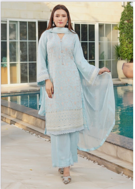 MCAD109-PREMIUM CHIFFON EMBROIDERED SUIT