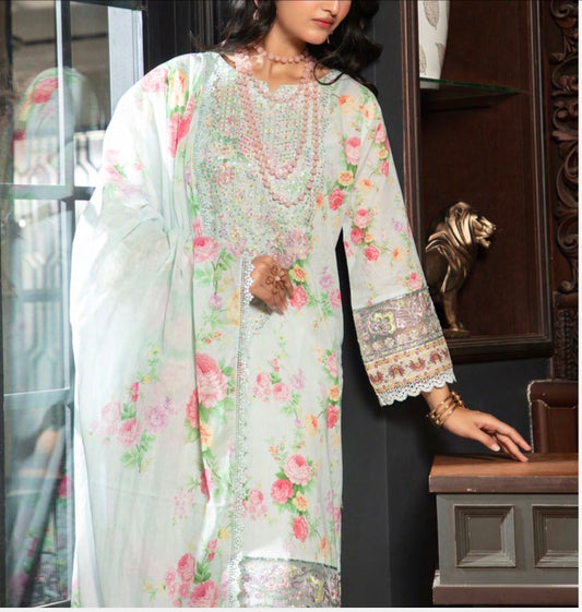 MCSZ125-PREMIUM EMBROIDERED LAWN SUIT