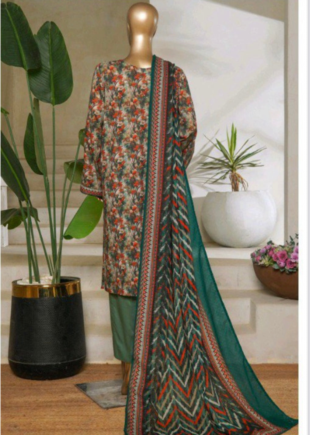 MCBS1008-PRINTED LAWN SUIT