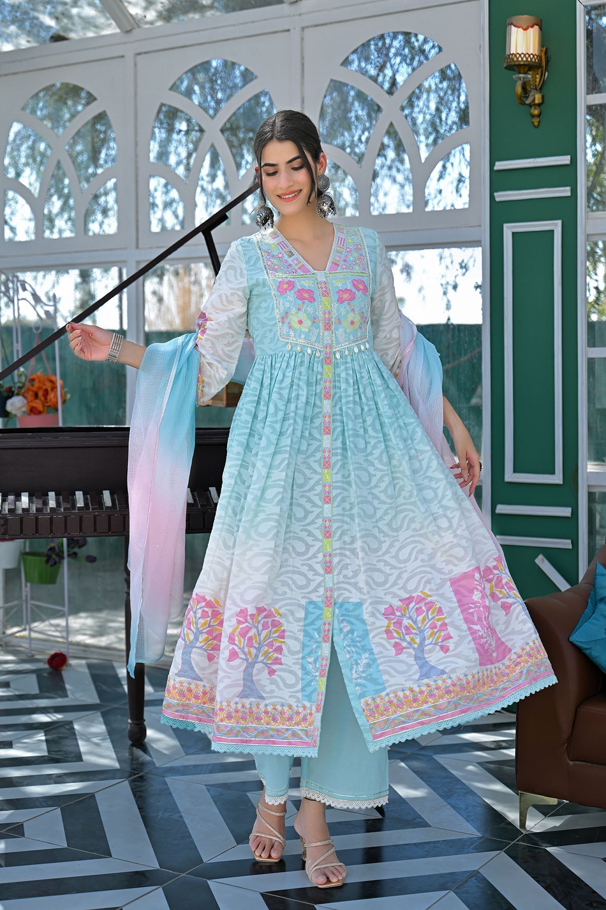 MCIN102-PREMIUM COTTON ANARKALI SET