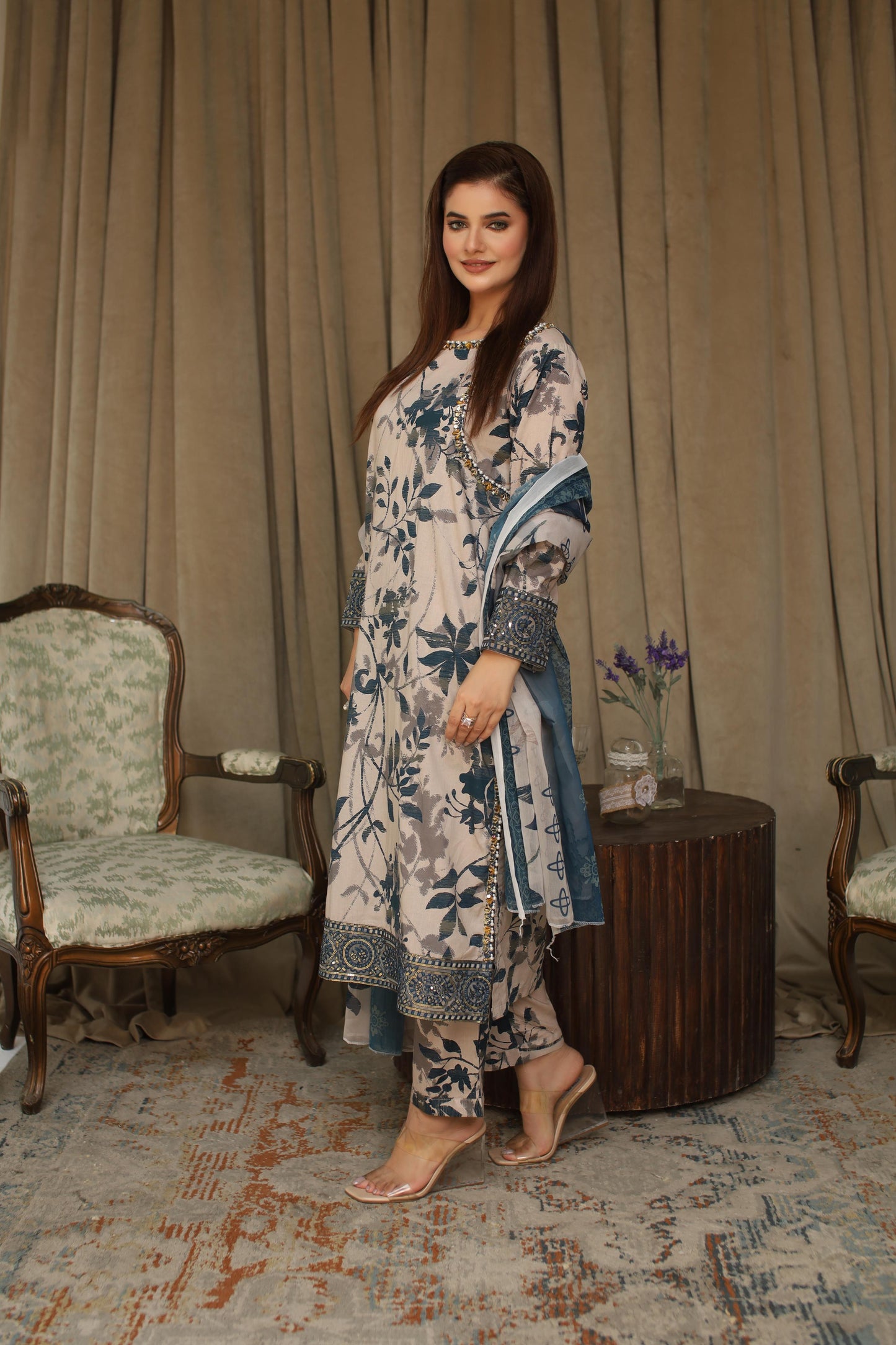 MCMH102-EMBROIDERED LAWN SUIT