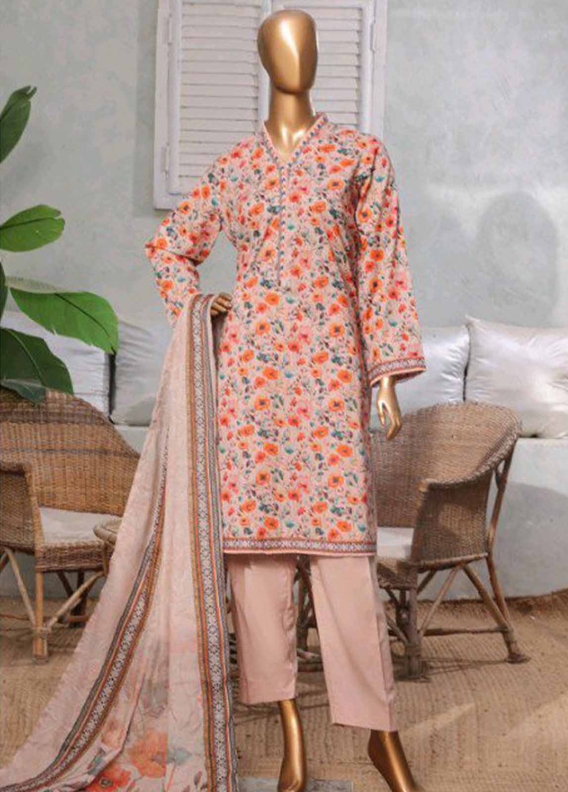 MCBS804-PRINTED LAWN SUIT