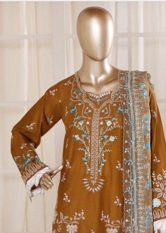 MCBS122-PREMIUM EMBROIDERED LAWN SUIT