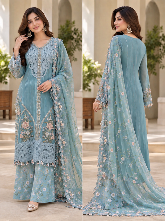 MCAL131-LUXURY CHIFFON SUIT