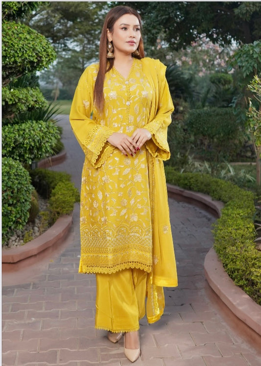 MCAD104-PREMIUM CHIFFON EMBROIDERED SUIT