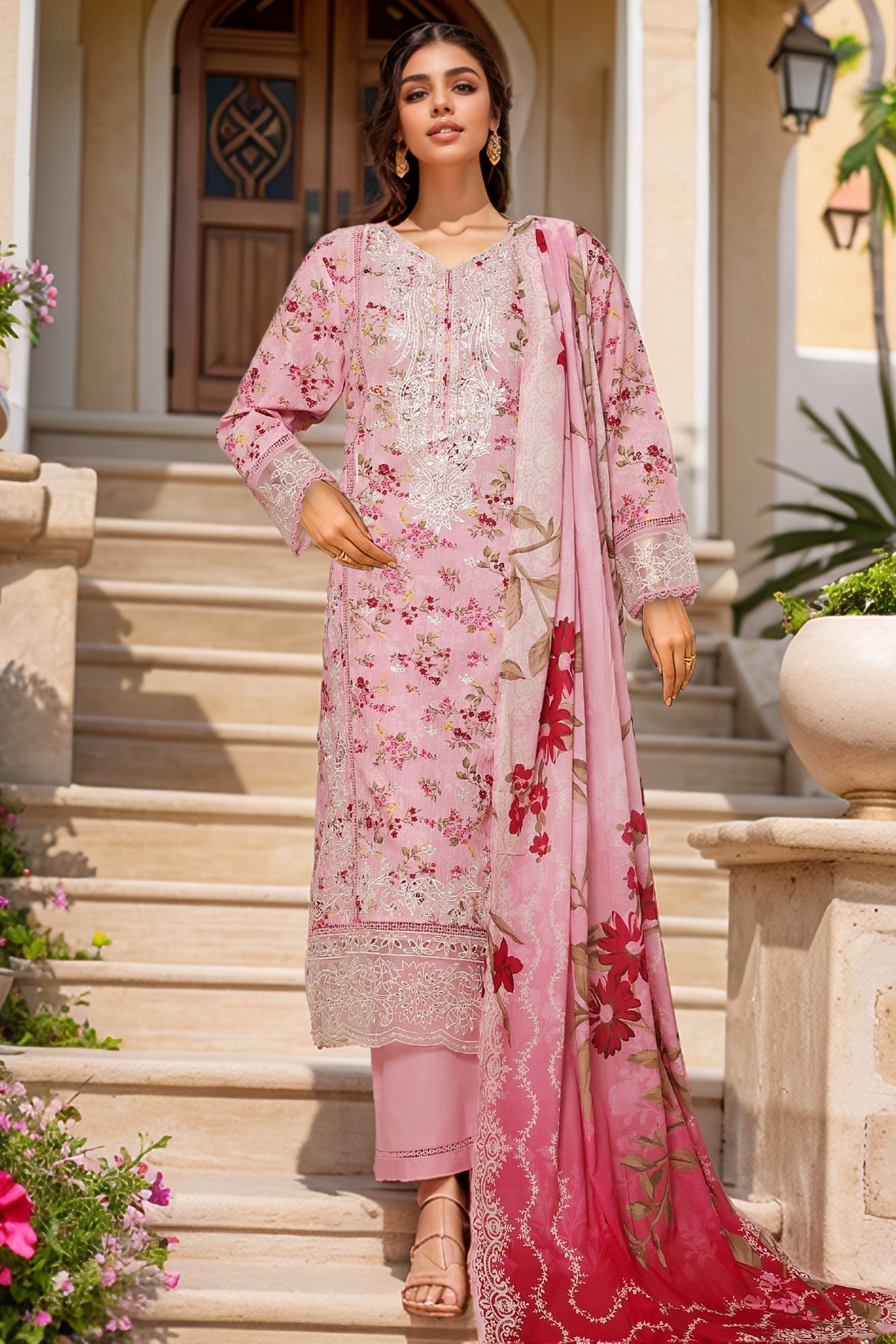 MCSBS103-PREMIUM EMBROIDERED LAWN SUIT