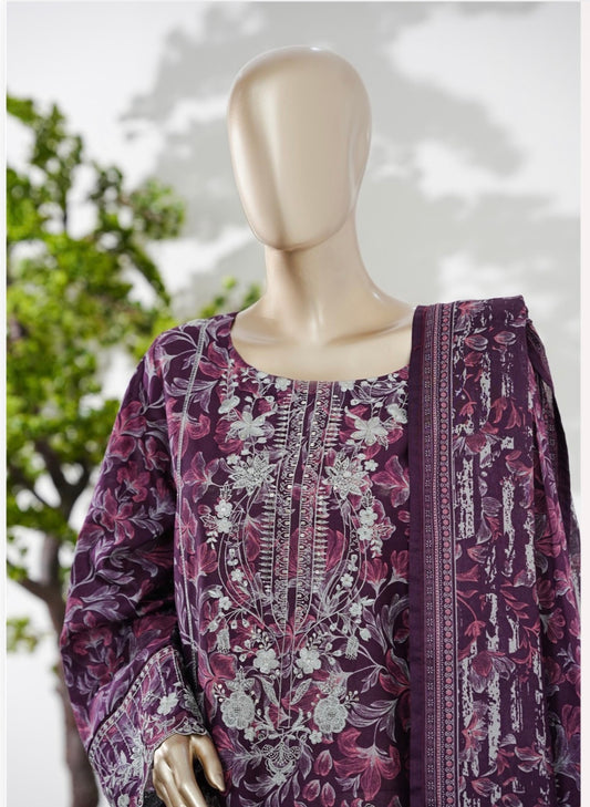 MCBS879-PREMIUM EMBROIDERED LAWN SUIT