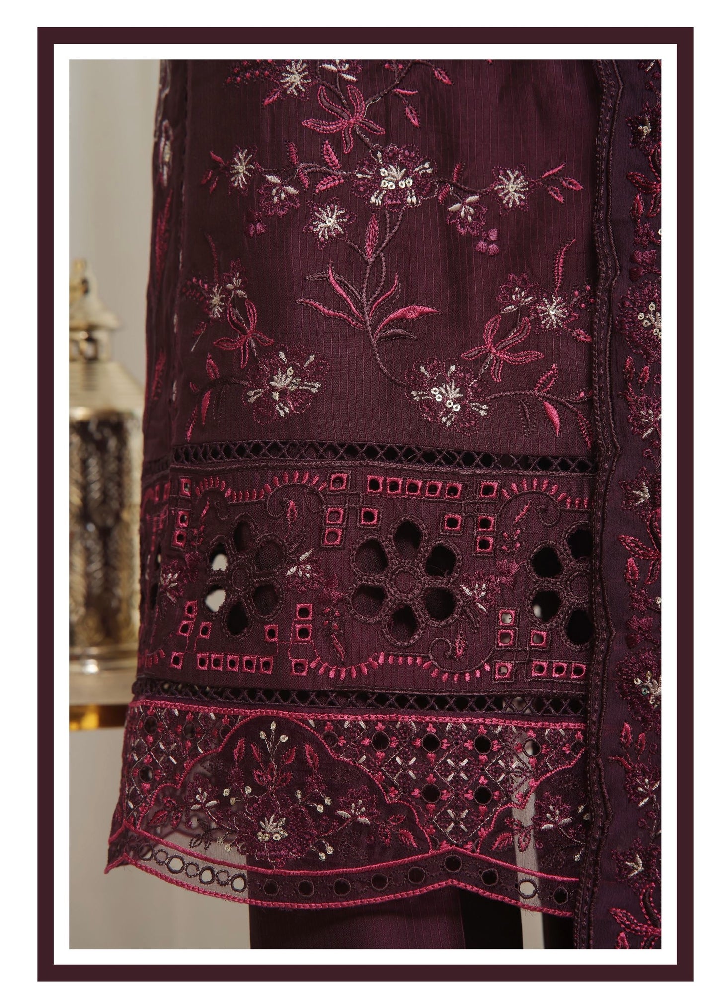 MC155-READY TO WEAR LUXURY EMBROIDERED ROAD SILK COLLECTION WITH CHIFFON DUPATTA
