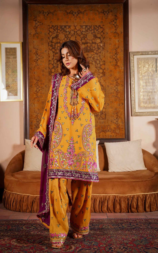 MCSA105-LUXURY EMBROIDERED CHIFFON SUIT