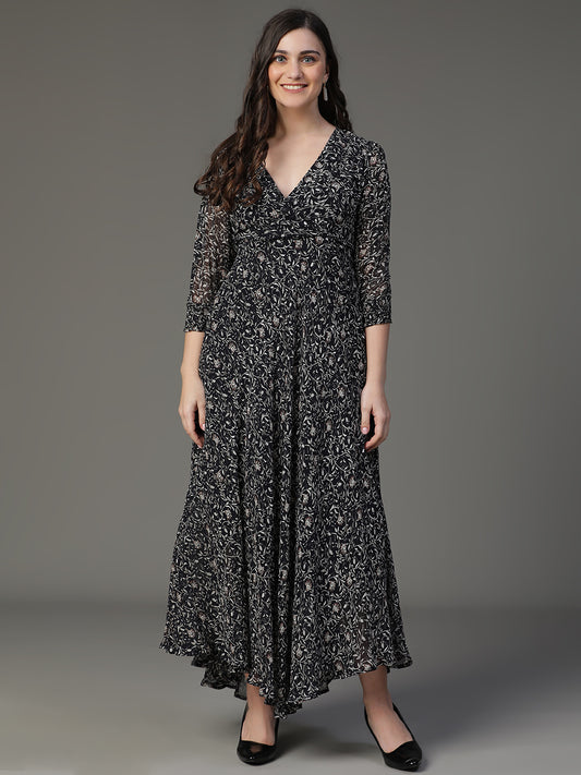 MCALM-2501 Georgette Printed Flared Dress