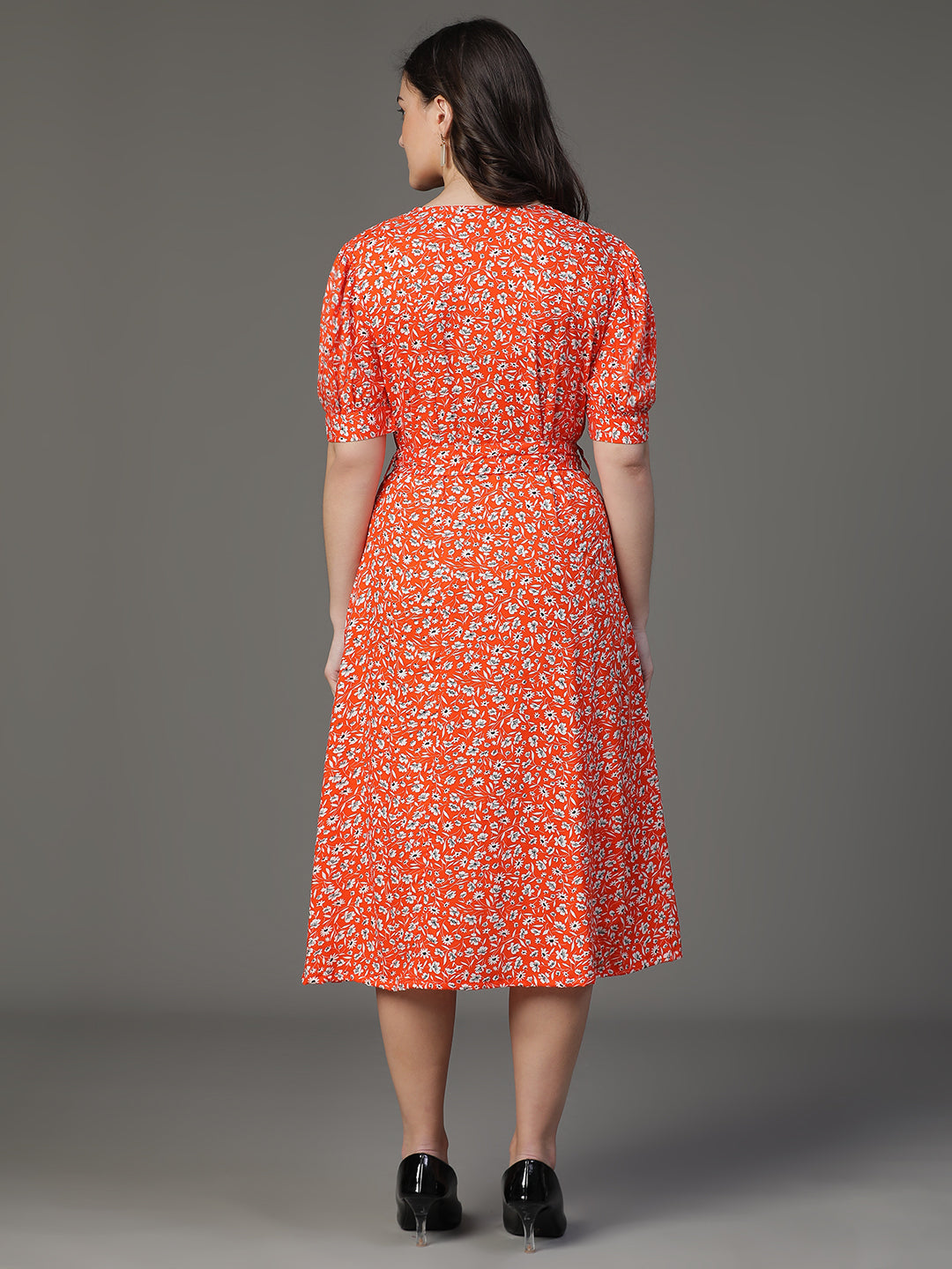 MCALM-2552 Rayon Printed Flared Dress