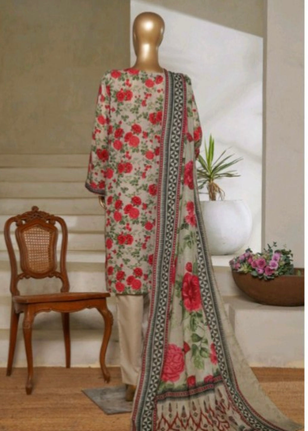 MCBS1011-PRINTED LAWN SUIT