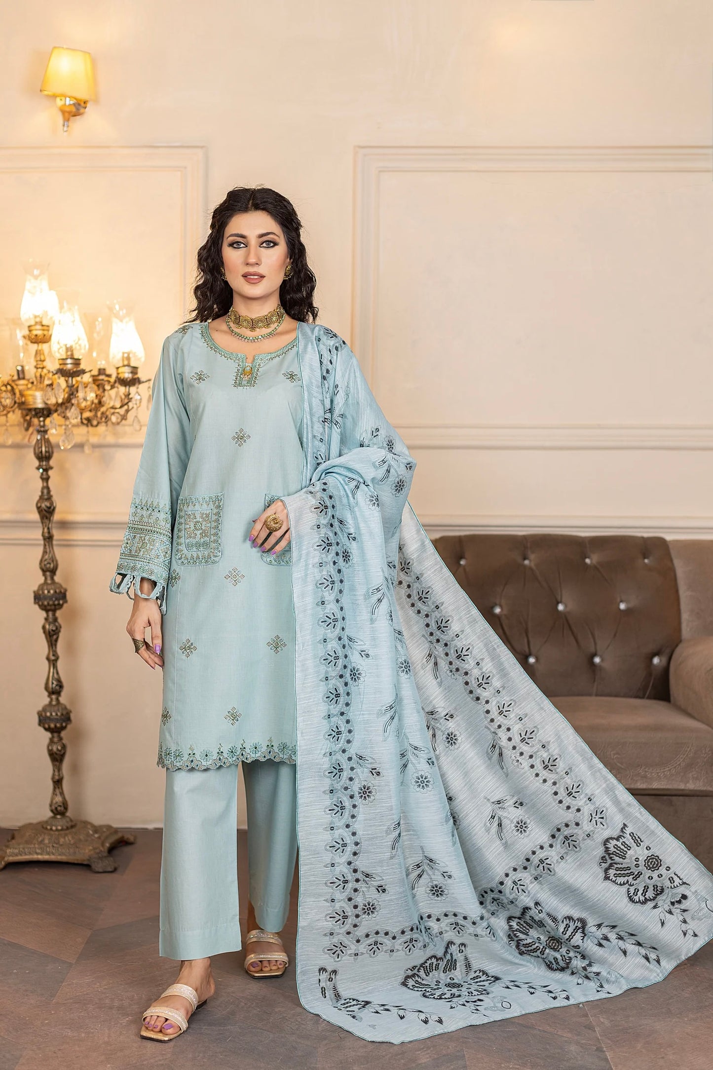 MCSE105-EMBROIDERED LAWN SUIT
