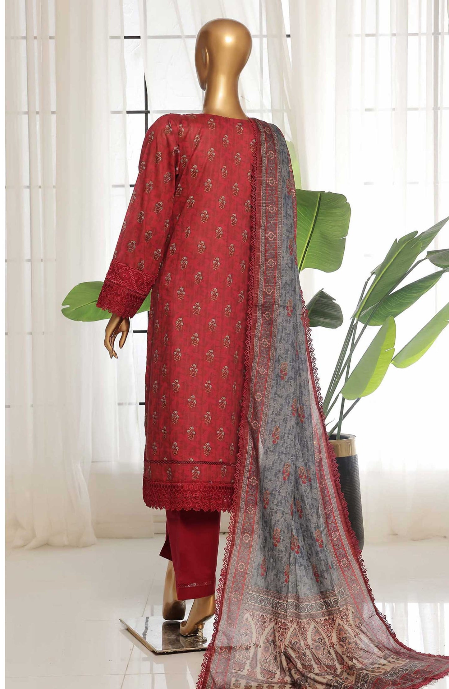 MCSB1015-EMBROIDERED LAWN SUIT