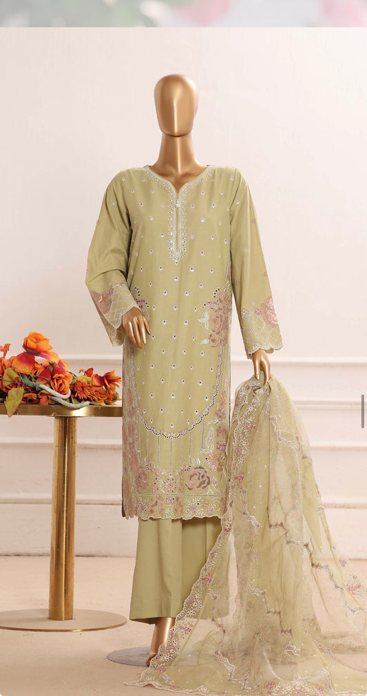 MCHZ111-PREMIUM EMBROIDERED LAWN SUIT