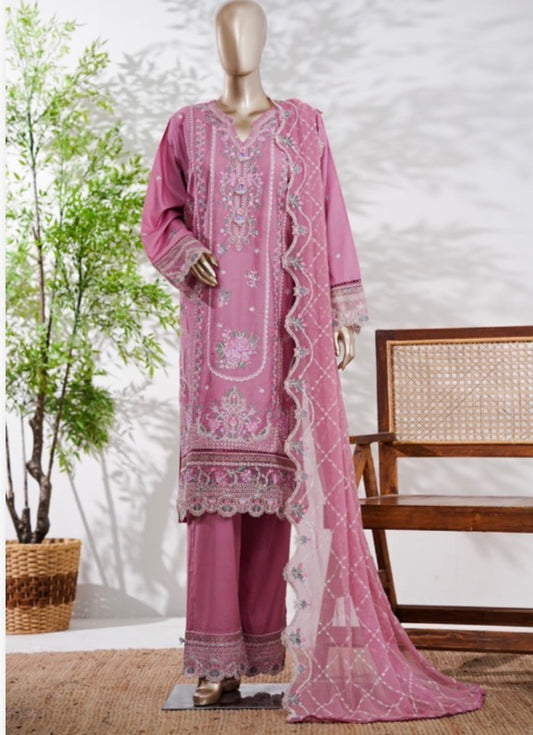 MCBS132-PREMIUM EMBROIDERED LAWN SUIT