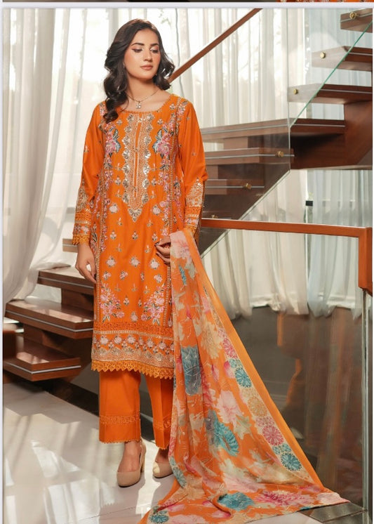 MCSZ102-PREMIUM EMBROIDERED SUIT WITH CHIFFON DUPATTA