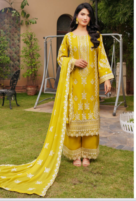 MCSZ103-PREMIUM EMBROIDERED COTTON SILK SUIT