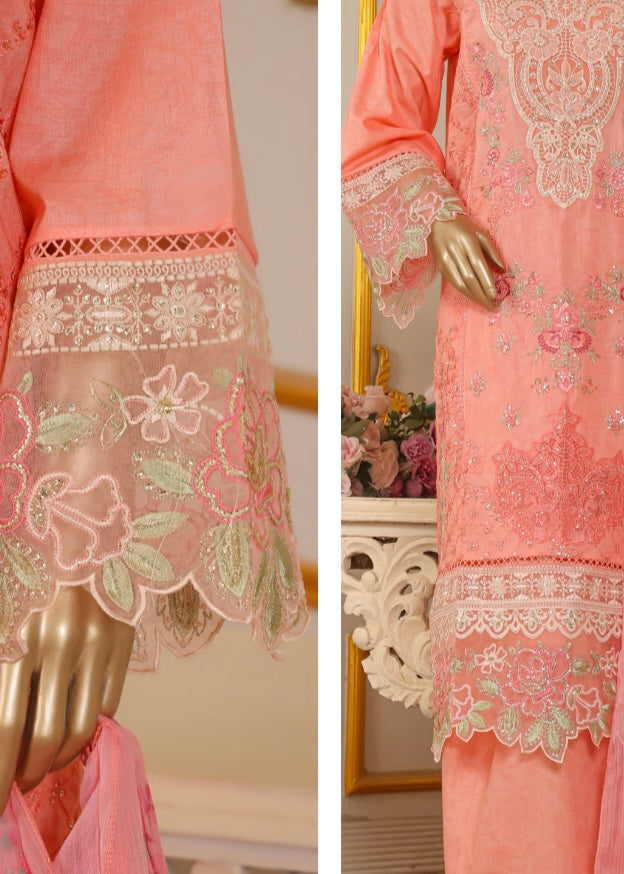 MCBS908-EMBROIDERED LAWN SUIT WITH CHIFFON DUPATTA