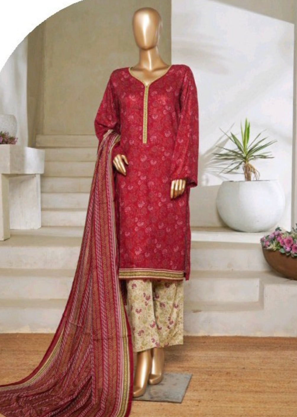 MCBS1001-PRINTED LAWN SUIT