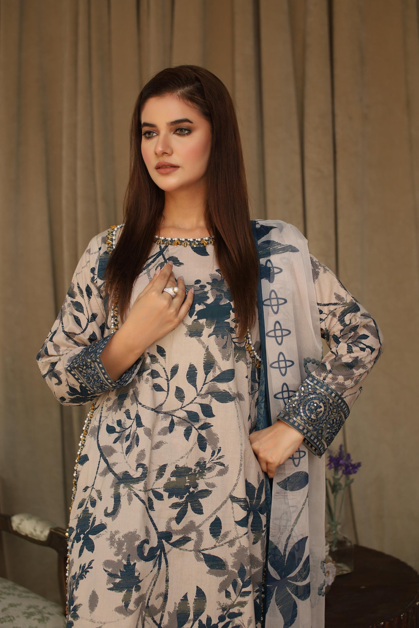 MCMH102-EMBROIDERED LAWN SUIT