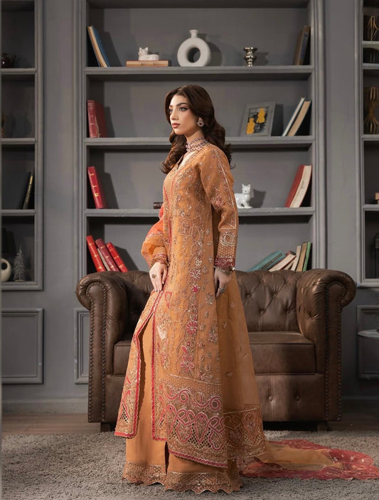 MCH108-LUXURY EMBROIDERED ORGANZA SUIT