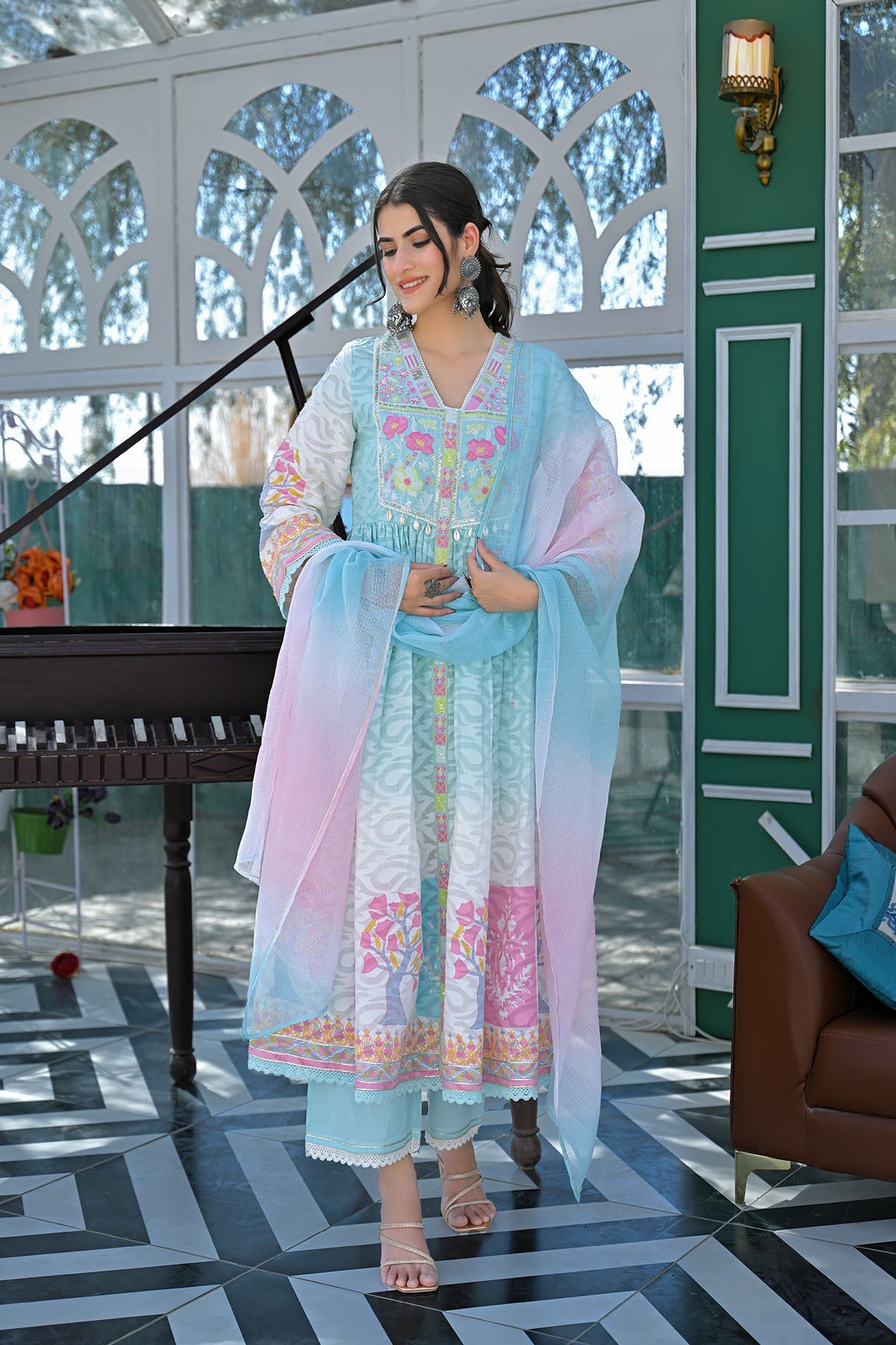 MCIN102-PREMIUM COTTON ANARKALI SET