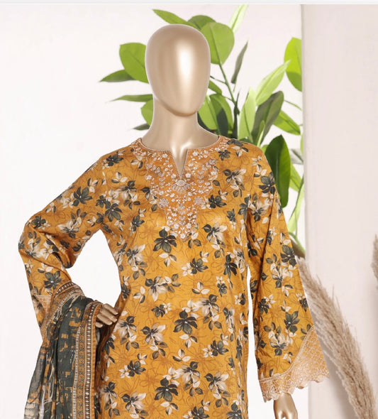 MCBS880-PREMIUM EMBROIDERED LAWN SUIT