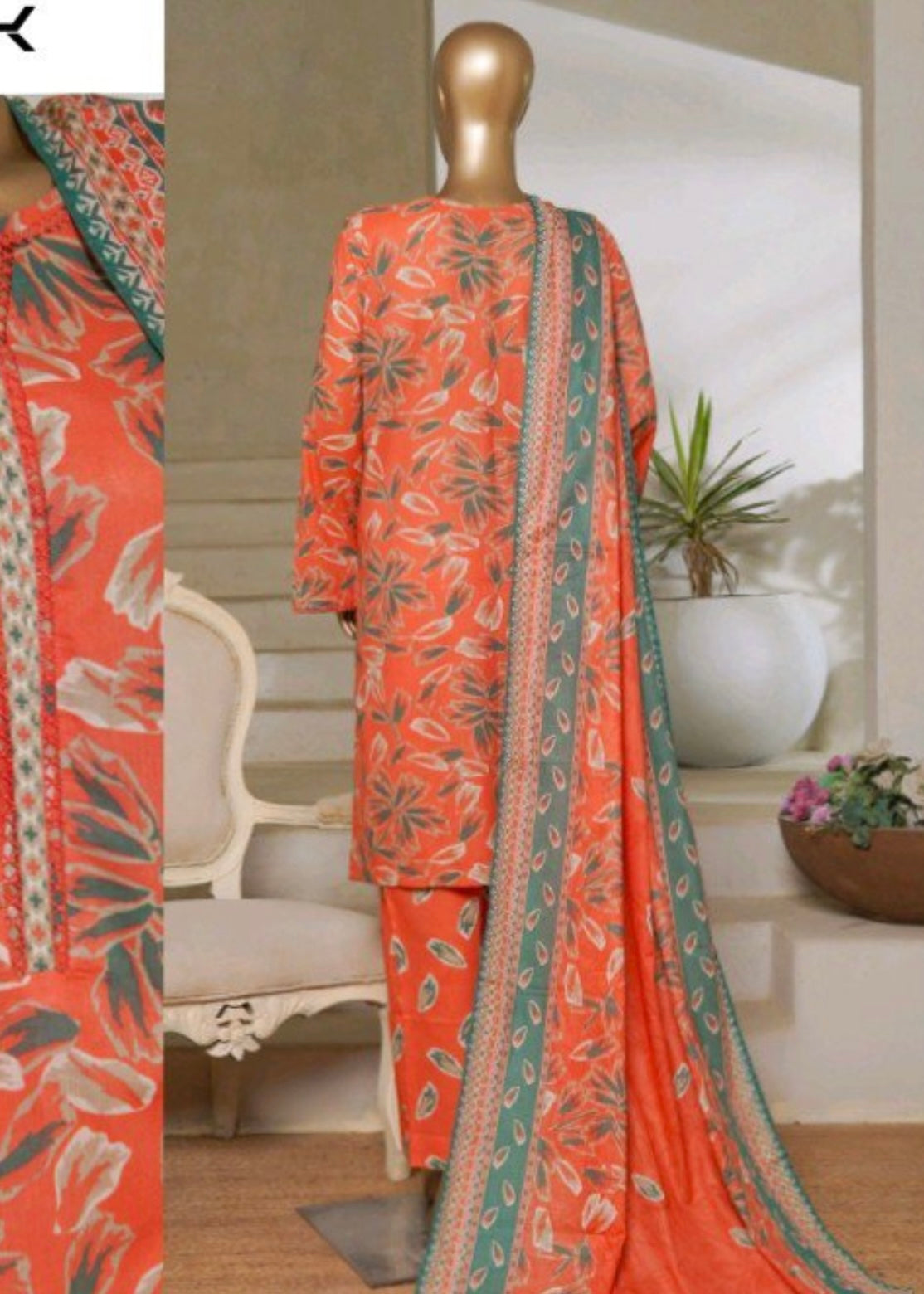 MCBS1007-PRINTED LAWN SUIT