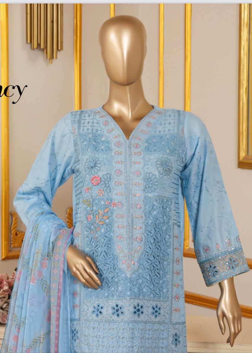 MCBS903-EMBROIDERED LAWN SUIT WITH CHIFFON DUPATTA