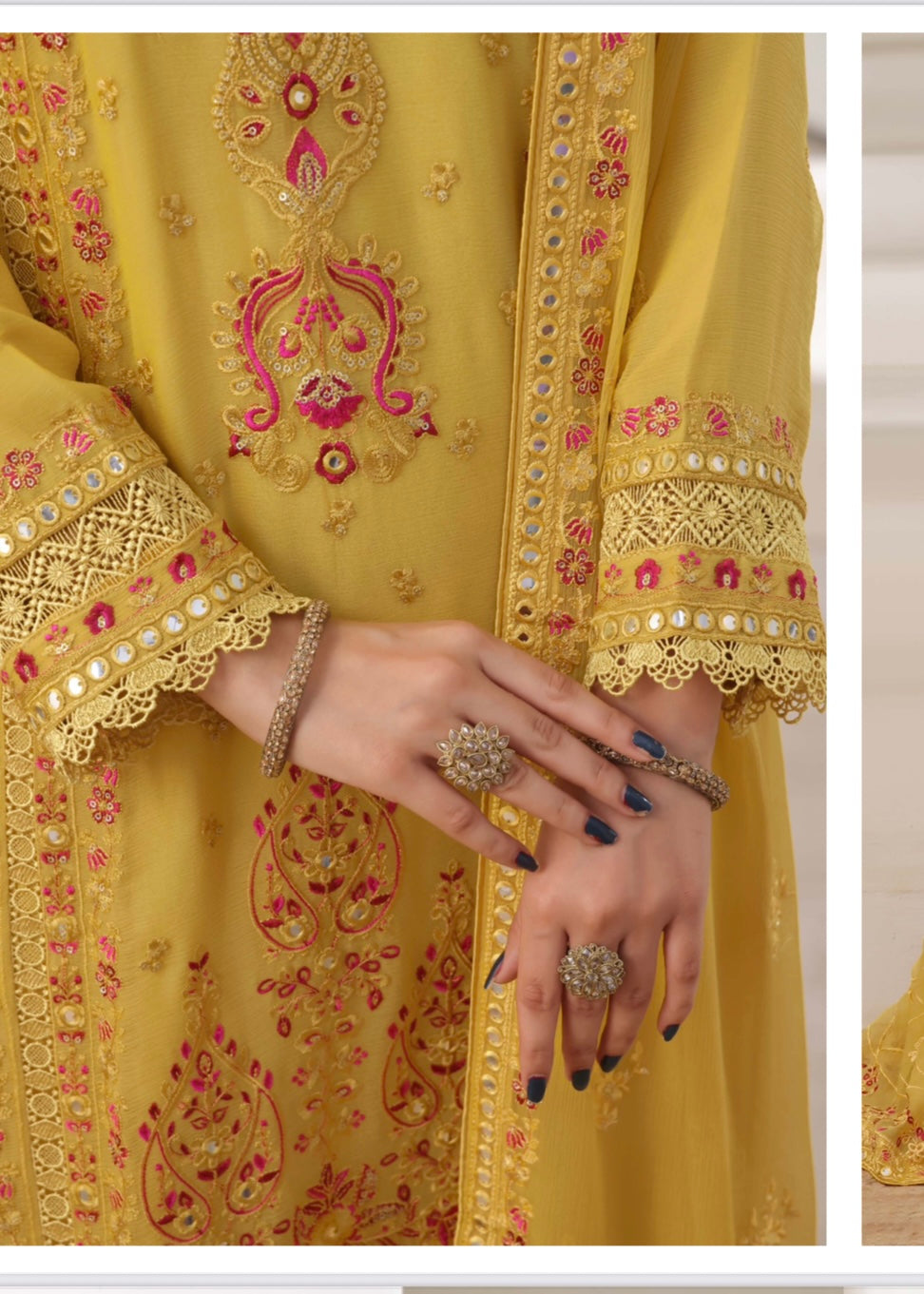 MCWU105-CHIFFON EMBROIDERED GHARARA COLLECTION